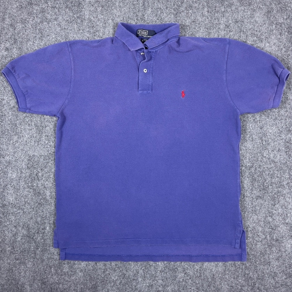 Polo Ralph Lauren Polo Shirt Mens Large Purple Short Sleeve Pique Cotton Pony